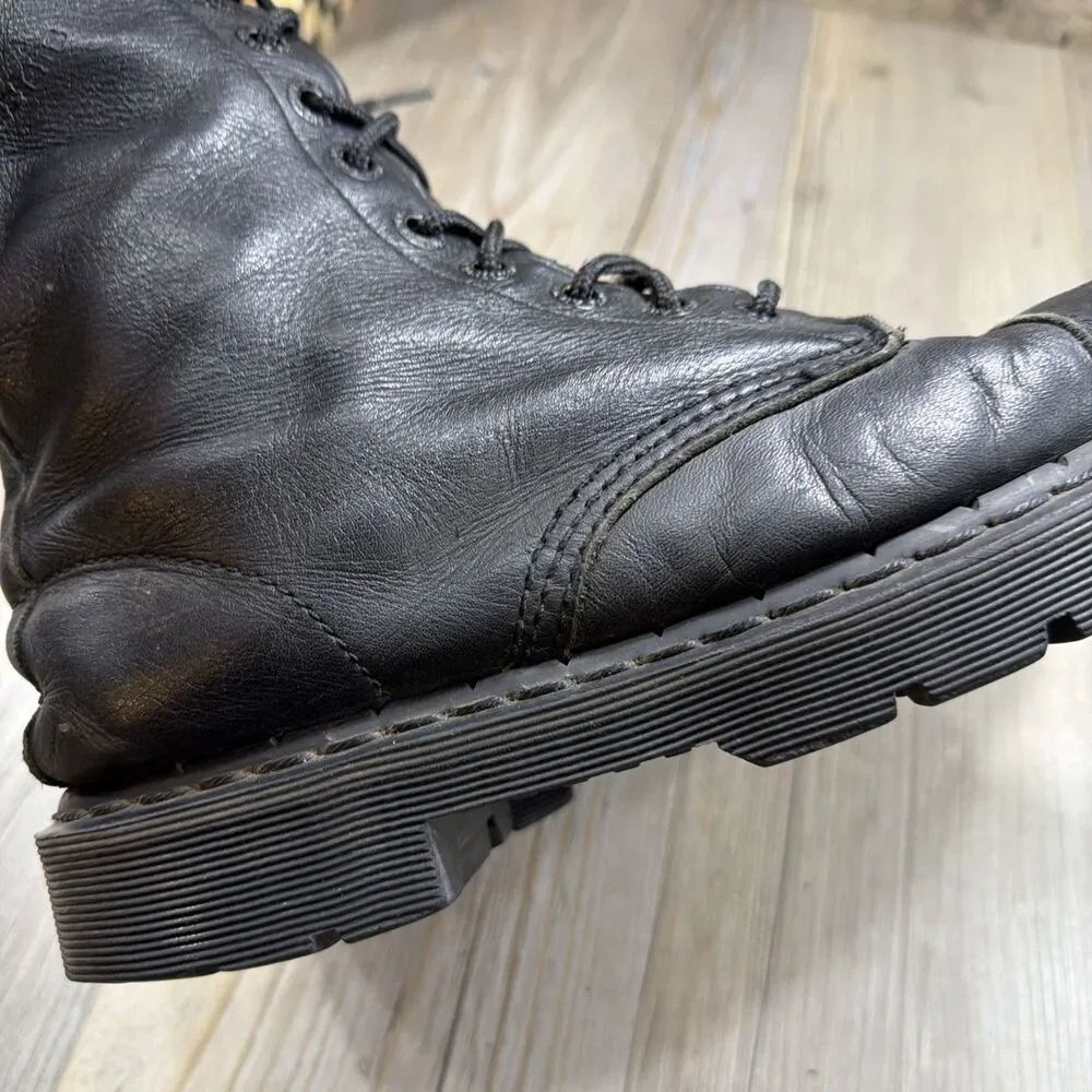 Dr. Martens ORIGINAL 10934 10 EYE Mens Size 8 Black Smooth Leather Boots CAP TOE